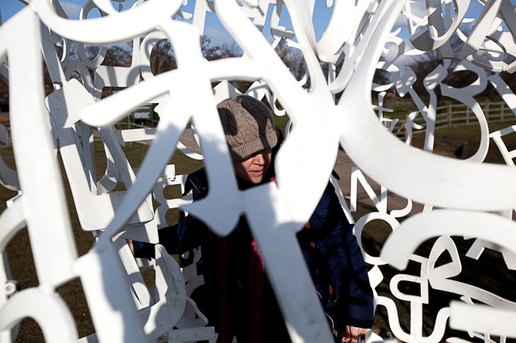 Main stood inside metal sculputre, photo by James Arthur Allen | A War within