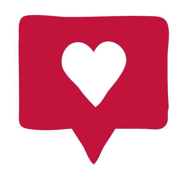 Icon with a heart to represent a 'like' on social media