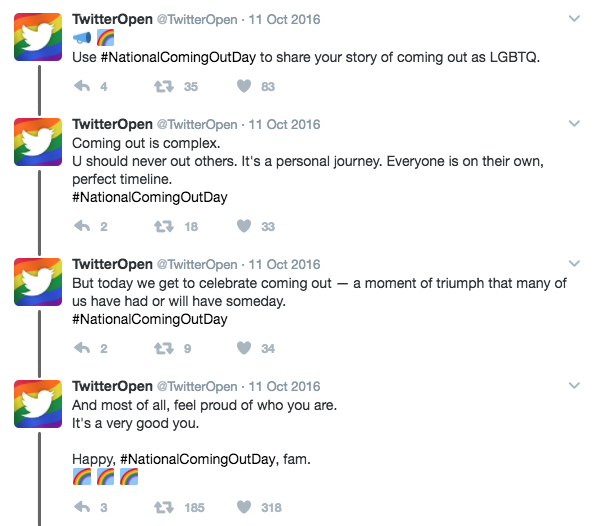 Example of a Twitter thread - four tweets linked together